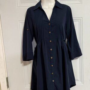 Speed Control New York Navy Blue‎ Dress SZ Large Lightweight Career Chic